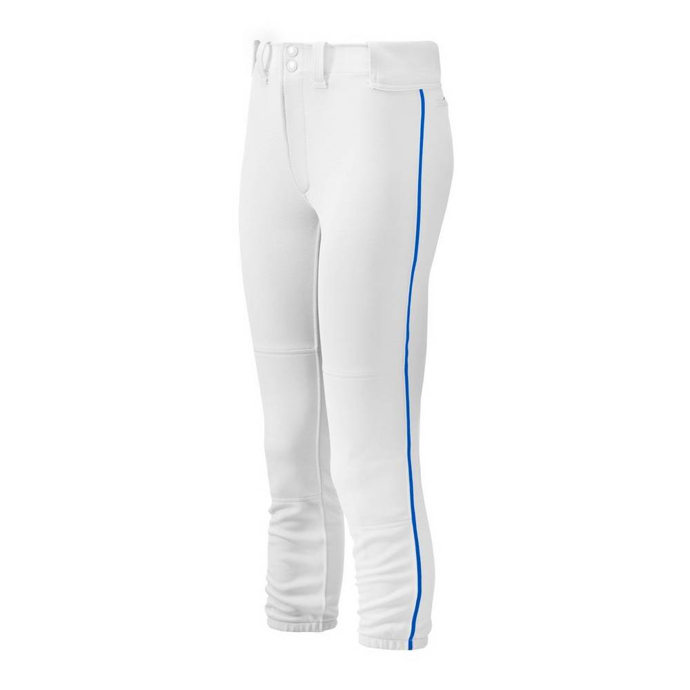 Pantalones Mizuno Softball Belted Piped Para Mujer Blancos/Azul Rey 3590716-OE